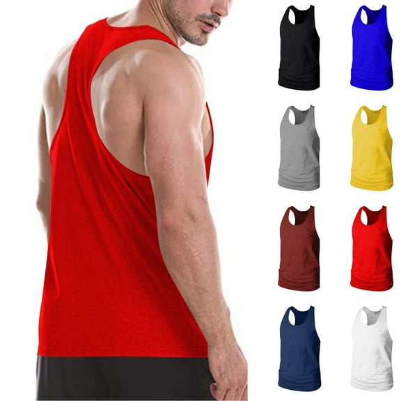 VBTAPA Gym Tank Tops for Men Lightweight Breathable Stringer Tank Tops Y Back Bodybuilding Fitness Workout Shirts Dark Blue M