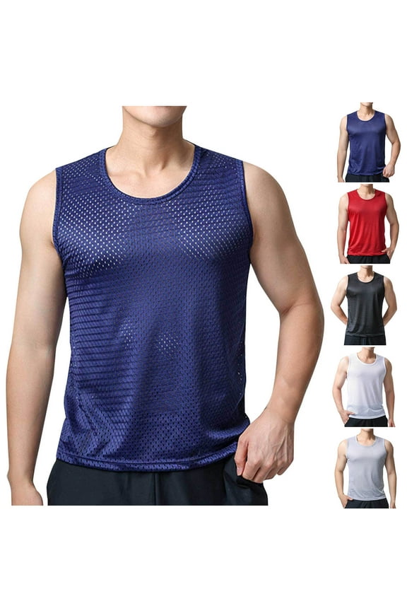 Big and Tall Tank Tops for Men Sleeveless Mesh Workout Shirts Breathable Athletic Undershirts White XL