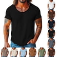 thumbnail image 1 of VBTAPA Cotton Linen Tops for Men Short Sleeve Crew Neck T-shirts Solid Basic Casual Workout Tee Shirt Orange XL, 1 of 7
