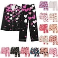 thumbnail image 1 of VBTAPA Cute Pajamas Set for Women Valentine's Day Sleepwear Hearts Print Long Sleeve Nightwear Loungewear Pjs Set Daily Deals Clearance #14Multicolor XXL, 1 of 5
