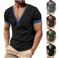 thumbnail image 1 of VBTAPA Deep V Neck T Shirt for Men Low Cut Vneck Tee Slim Fit Short Sleeve Casual Workout Shirts Summer Hipster Tops on Sale Brown XXXL, 1 of 9