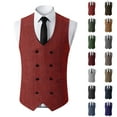 thumbnail image 1 of VBTAPA Double Breasted Suit Vest Men Business Casual Button Down Waistcoat Slim Fit Suit Vests for Wedding Groomsmen Navy XS, 1 of 7