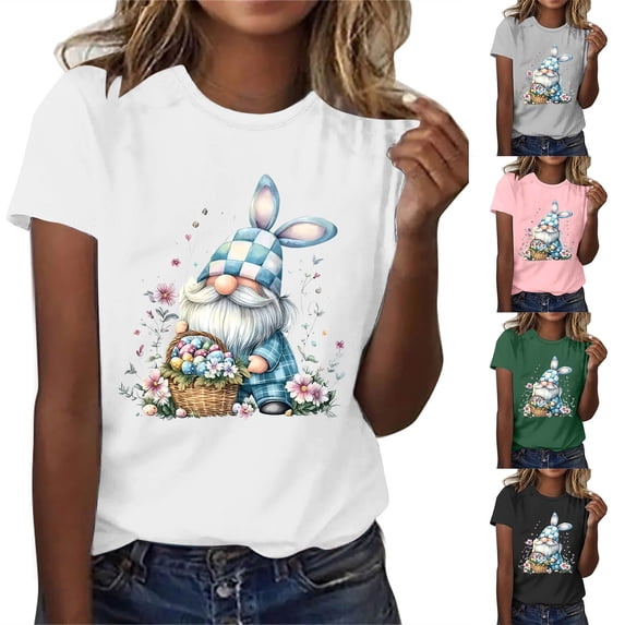 VBTAPA Easter Shirts for Women Happy Easter Shirt Easter Bunny T Shirt Cute Rabbit Graphic Tee Funny Gift Casual Tops Sales of Today Black XL