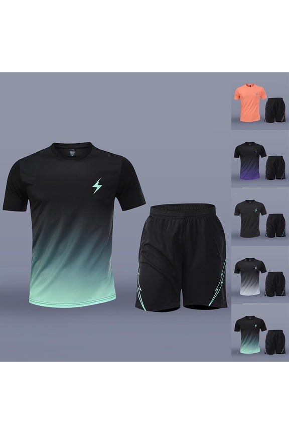 Fathers Day Gifts Men's Workout Clothes Athletic Shorts Shirt Set 2 Pack Basketball Football Training Running Gym Outfit Sets Purple XXL