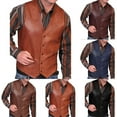 thumbnail image 1 of VBTAPA Faux Leather Vest for Men Motorcycle Steampunk Waistcoat Western Cowboy Party Dress Gilet Brown XL, 1 of 4