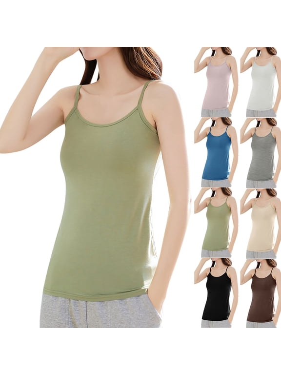 Womens Modal Tank Top Slim Fit Camisole Basic Solid Sleeveless Undershirts Spaghetti Strap Cami Tops Pink XL
