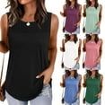 thumbnail image 1 of VBTAPA Womens Tank Tops Summer Casual Square Neck Sleeveless Tops Loose Flowy Pleated Shirt with Curved Hem Green XXL, 1 of 8