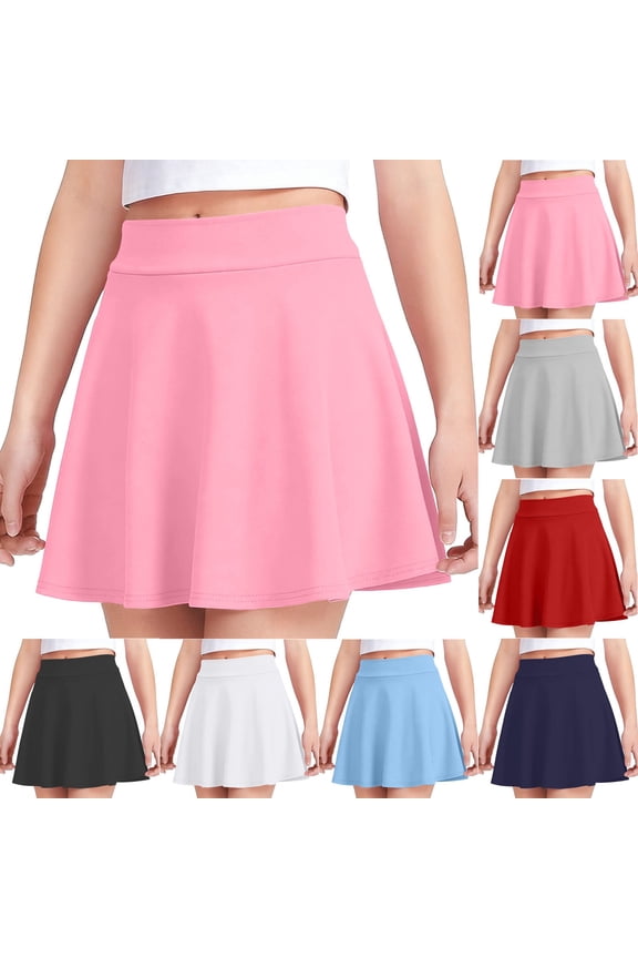 Flowy Skirts for Girl 2026 Summer Pleated Mini Skirt Elastic High Waisted Mini Skirts Casual Tennis Skater Skirt Light Blue 5-6 Years