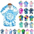 thumbnail image 1 of VBTAPA Funky Hawaiian Shirt for Men Short Sleeve Tie Dye Printed Button Down Shirts Casual Aloha Beach Shirt Summer Vacation Tops Multicolor L, 1 of 5