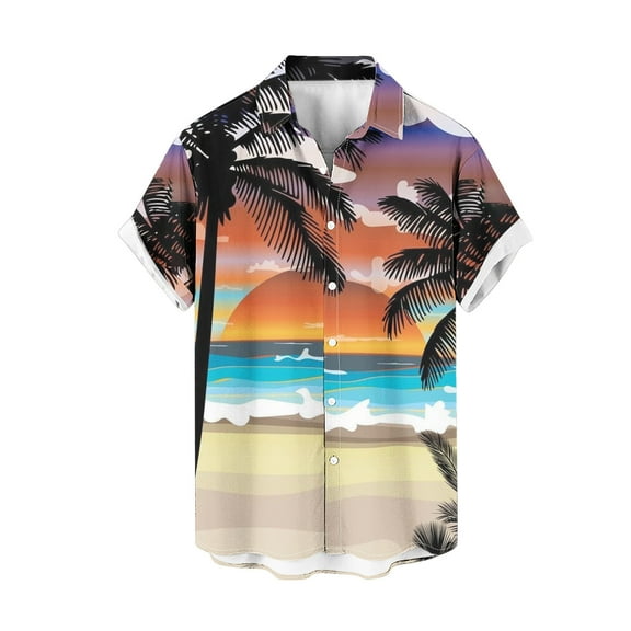 VBTAPA Funky Hawaiian Shirts for Men Short Sleeve Printed Casual Button Down Shirts Holiday Beach Party Shirts Summer Tropical Shirt Cruise Vacation Khaki XL