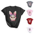 thumbnail image 1 of VBTAPA Funny Bunny Print T Shirt for Women Cute Grapic Tee Shirts Happy Easter Short Sleeve Tops Sales of the Day Black XL, 1 of 6