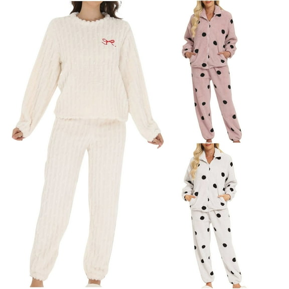 VBTAPA Fuzzy Fleece Pajama Sets for Women Winter Warm Zip Up Sleepwear Comfy Plush Pants Pjs Loungewear with Pockets Pink L