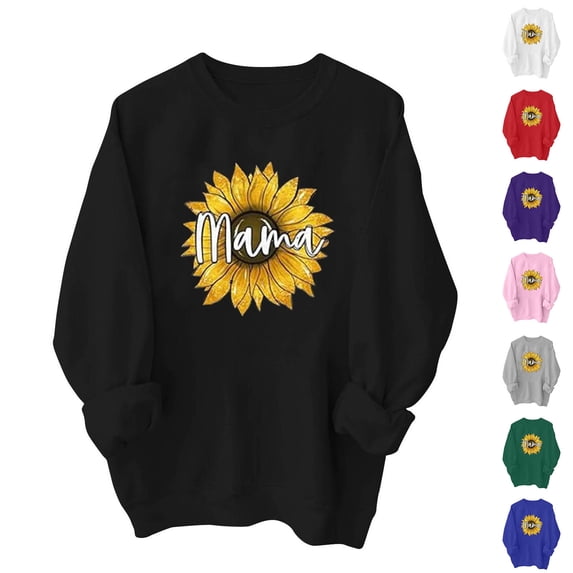 VBTAPA Girl Mom Sweatshirts for Women Mama Crewneck Pullover Tops Letter Print Long Sleeve Casual Trendy Fall Sweatshirt Black XL