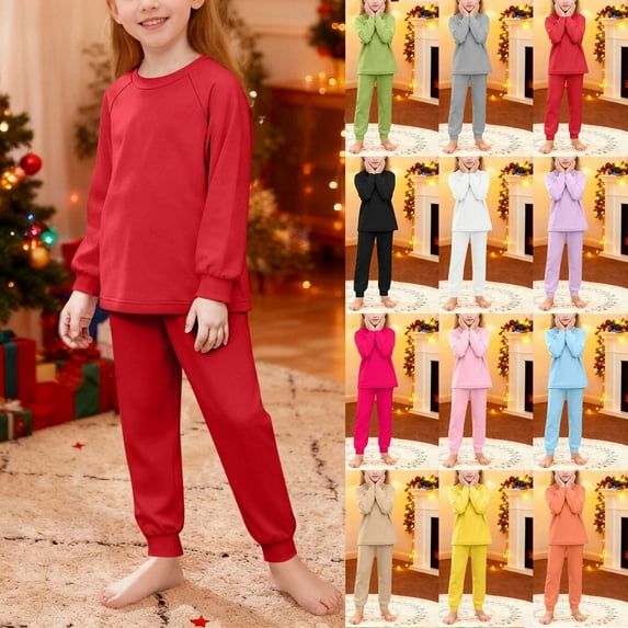 VBTAPA Girls 2 Piece Outfits Solid Color Sweatsuits Long Sleeve T-shirts and Pants Sets Jogging Matching Suit Khaki 120