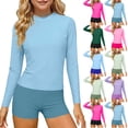 thumbnail image 1 of VBTAPA Girls Rash Guard Swimsuit Color Block Long Sleeve 2 Piece Bathing Suit UPF 50+ Summer Beach Swimwear Army Green 13-14Years, 1 of 8