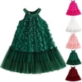 thumbnail image 1 of VBTAPA Girls Summer Halter Mini A Line Swing Dress Flowy Tulle Princess Dresses Wedding Birthday Party Formal Cocktail Dress Red 5 Years, 1 of 6