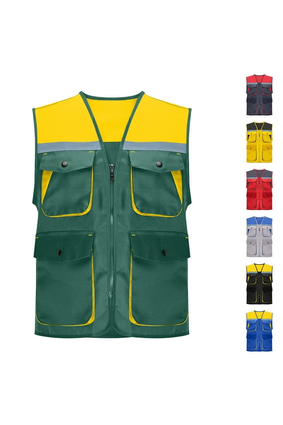 High Visibility Reflective Safety Vest for Men Women Work Construction Vests Waterproof Hiking Cargo Jacket Dark Gray XXXXL