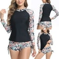 thumbnail image 1 of VBTAPA Long Sleeve Rash Guard Swimsuit for Women Two Piece Bathing Suit with Boyshorts Floral Print Swimming Suits Prime Sales of The Day Multicolor L, 1 of 8