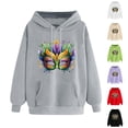 thumbnail image 1 of VBTAPA Mardi Gras Hoodies for Women Carnival Mask Graphic Print Hooded Sweatshirt Drawstring Pullover Hoodie with Kangaroo Pocket Red L, 1 of 4