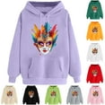 thumbnail image 1 of VBTAPA Mardi Gras Hoodies for Women Novelty Mask Graphic Printed Hooded Sweatshirt Carnival Party Hoodies Funny Holiday Pullover Sweatshirts with Kangaroo Pocket Army Green L, 1 of 6