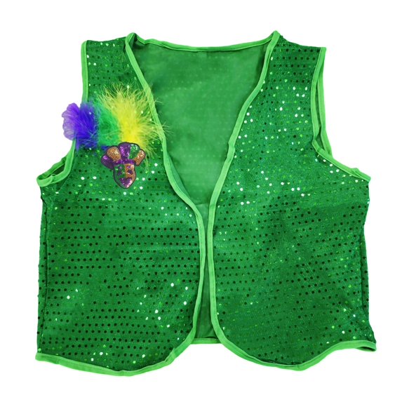 VBTAPA Men Shiny Sequin Vests for Patrick Day Celebration Dance Costume Adults Irish Party Festive Vest Tops Green Free Size