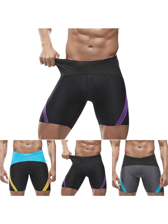 Men Square Leg Swim Briefs Swimsuit Athletic Swimwear Bathing Suit Swimming Trunks Blue M
