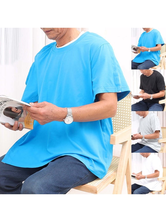 Men Tear Away Shirt Post Shoulder Surgery Shirts Short Sleeve Open Side Snap T-shirt Chemo Port Access Tee Gray XL
