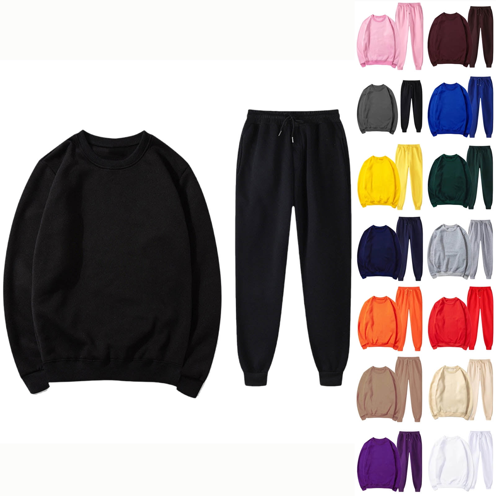 VBTAPA Men's 2 Piece Outfits Solid Casual Sweatsuit Crewneck Pullover ...