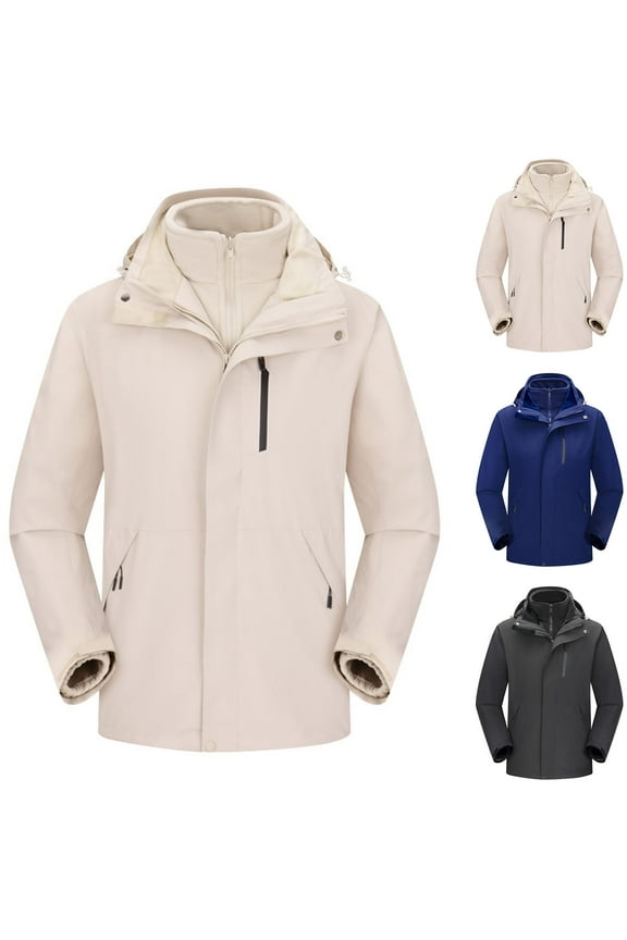 Men's 3 in 1 Waterproof Ski Jacket Windproof Warm Winter Snow Coat Outdoor Golf Cycling Windbreaker Raincoat with Removable Liner and Hood Navy XXXL