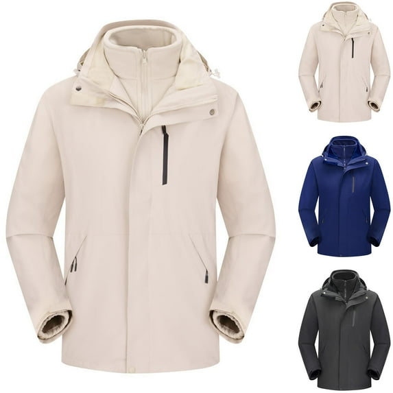 VBTAPA Men's 3 in 1 Waterproof Ski Jacket Windproof Warm Winter Snow Coat Outdoor Golf Cycling Windbreaker Raincoat with Removable Liner and Hood Navy XXXL