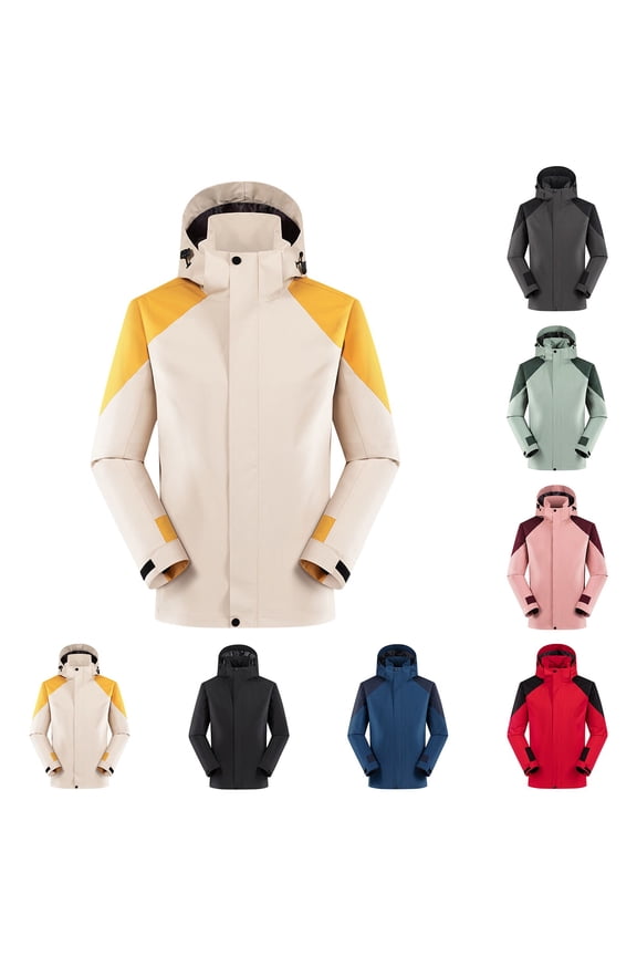 Men's Big and Tall Packable Rain Jacket Outdoor Waterproof Windbreaker Lightweight Raincoat with Hood Color Block Hiking Travel Jacket Red M