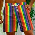 VBTAPA Men's Board Shorts Rainbow Printed Drawstring Beach Shorts Big