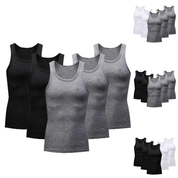 VBTAPA Men's Compression Shirts 5 Pack Athletic Sleeveless Tank Top Lightweight Running Sports Workout Base Layer Undershirts Gray XL