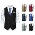 thumbnail image 1 of VBTAPA Men's Dress Vest Suit Waistcoat Formal Business Slim Fit V-neck Sleeveless Tuxedo Jacket with Chain Navy XL, 1 of 8
