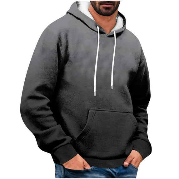 VBTAPA Men's Fashion Hoodies & Sweatshirt Gradient Color Hooded Sweayshirt Oversized Drawstring Pullover Hoodie Loose Casual Sweatshirts with Kangaroo Pocket Black L