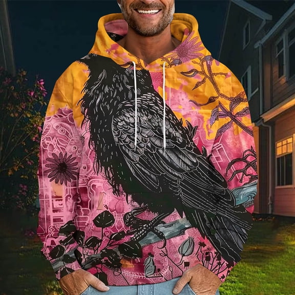 VBTAPA Men's Fashion Hoodies & Sweatshirts Novelty 3D Printed Hooded Sweatshirt Oversized Drawstring Pullover Hoodie Casual Stylish Sweatshirts with Kangaroo Pocket Multicolor#2 L