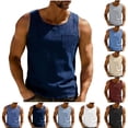 thumbnail image 1 of VBTAPA Men's Faux Denim Tank Top Sleeveless Crew Neck Pocket Tee Shirt Loose Fit Casual Streetwear Tops Black XXL, 1 of 8