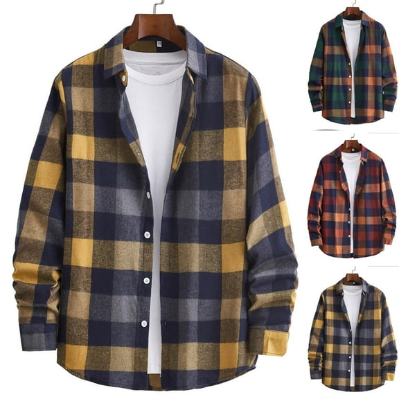 VBTAPA Men's Flannel Plaid Shacket Loose Casual Button Down Shirts Lightweight Open Front Long Sleeve Cardigan 2026 Fall Trendy Outwear Tops Green L