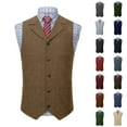 thumbnail image 1 of VBTAPA Men's Formal Vest Business Casual Slim Fit Notch Lapel Suit Vests Vintage Sleeveless Single Breasted Waistcoat with Pockets Army Green XXL, 1 of 6