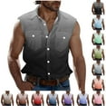 thumbnail image 1 of VBTAPA Men's Gradient Button Down Tank Top Sleeveless Casual Workout T Shirt Collared Beach Vacation Blouse with Chest Pockets Brown XL, 1 of 6