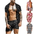 thumbnail image 1 of VBTAPA Men's Hawaiian Matching Set Summer Beach 2 Piece Outfits Short Sleeve Flower Shirts and Shorts Sets Black XXL, 1 of 8