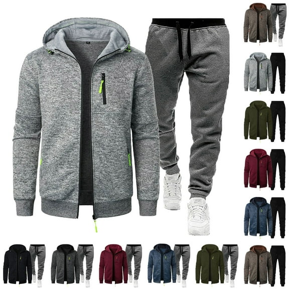 VBTAPA Men's Hoodie Tracksuit 2 Piece Set Casual Jogging Sweatsuits Full Zip Long Sleeve Hooded Jacket Drawstring Jogger Pants Suit 2025 Fall Winter Athletic Outfits Black XXXL