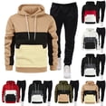thumbnail image 1 of VBTAPA Men's Hoodie Tracksuit 2 Pieces Set Athletic Casual Hooded Sweatshirt and Jogger Sweatpants Matching Set Color Block Jogging Sweatsuit with Pockets Red XXL, 1 of 6