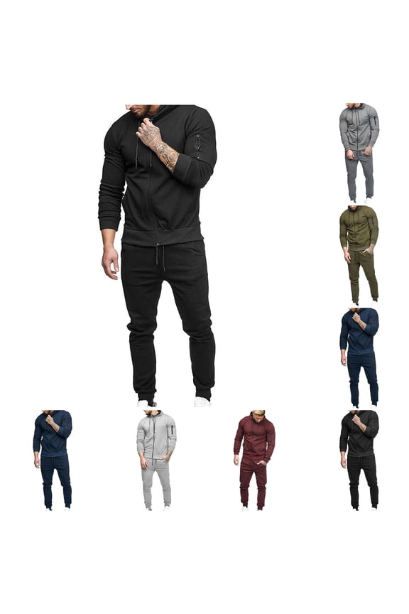 Men's Jogging Tracksuit 2 Piece Athletic Outfit Big and Tall Hoodie Sweatsuits Full Zip Jacket Drawstring Jogger Pants Matching Suit Sets with Pockets Clearance Sale Army Green XXXL