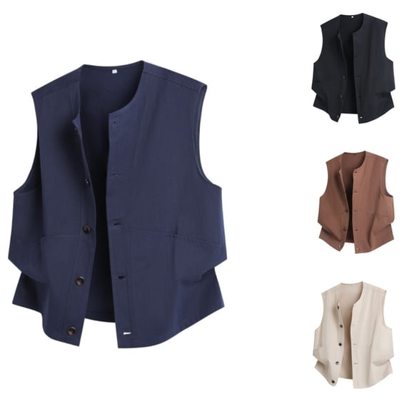 VBTAPA Men's Lightweight Outerwear Vests Button Down Sleeveless Cardigan Vest Cotton Cargo Vests Fishing Hiking Travel Vest Black L