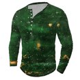 thumbnail image 1 of VBTAPA Men's Long Sleeve Henley Shirt Flame 3D Print Button T Shirt Slim Fit Casual Stylish Tee Tops Green M, 1 of 5