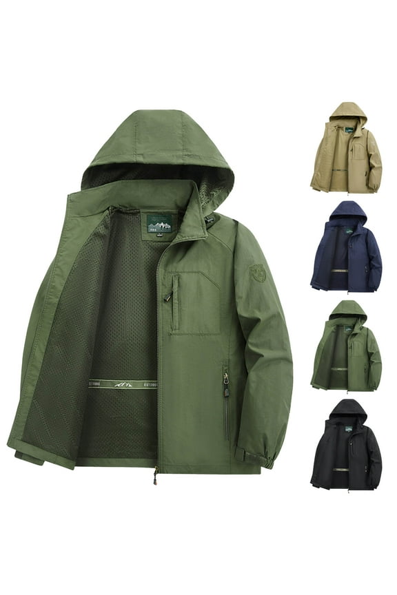 Men's Military Tactical Jackets Softshell Rain Coat Zip Up Hooded Windbreaker Outdoor Hiking Hunting Jacket Black XXL