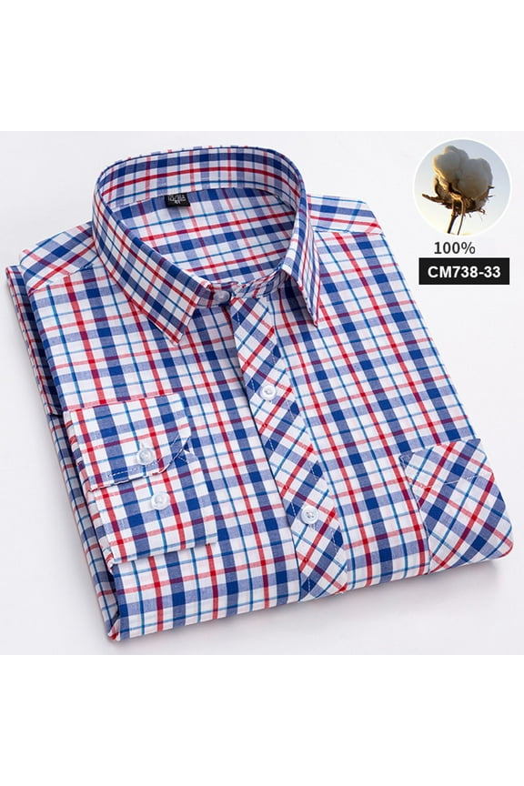 Men's Plaid Button Down Shirts Cotton Long Sleeve Dress Shirts Regular Fit Business Casual Gingham Shirts with Chest Pocket Wine XXL