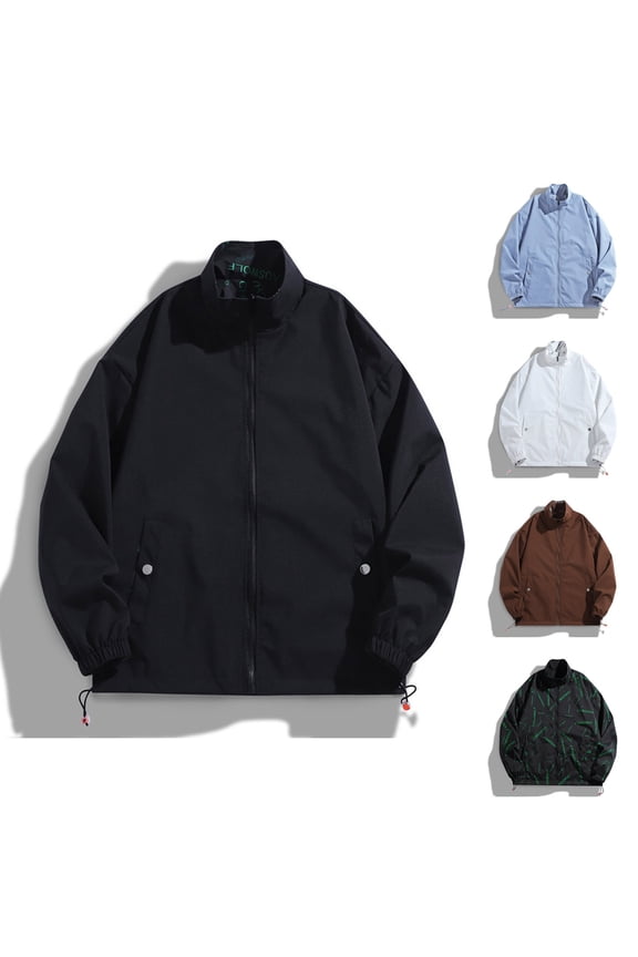 Men's Quick Dry Running Jacket Reversible UPF 50+ Cycling Windbreaker Jacket Stand Collar Long Sleeve Zip Up Athletic Jackets Blue M