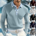 thumbnail image 1 of VBTAPA Men's Ribbed Knit Top Golf Polos Shirts Street Casual Lapel Long Sleeve Collared Tops Spring Fall All Seasons White XXXL, 1 of 8